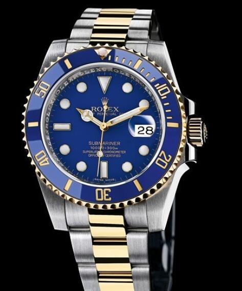 Rolex Replica Watch Oyster Perpetual Submariner Date Rolesor 116613 LB / 97203 Yellow Rolesor - Blue Dial